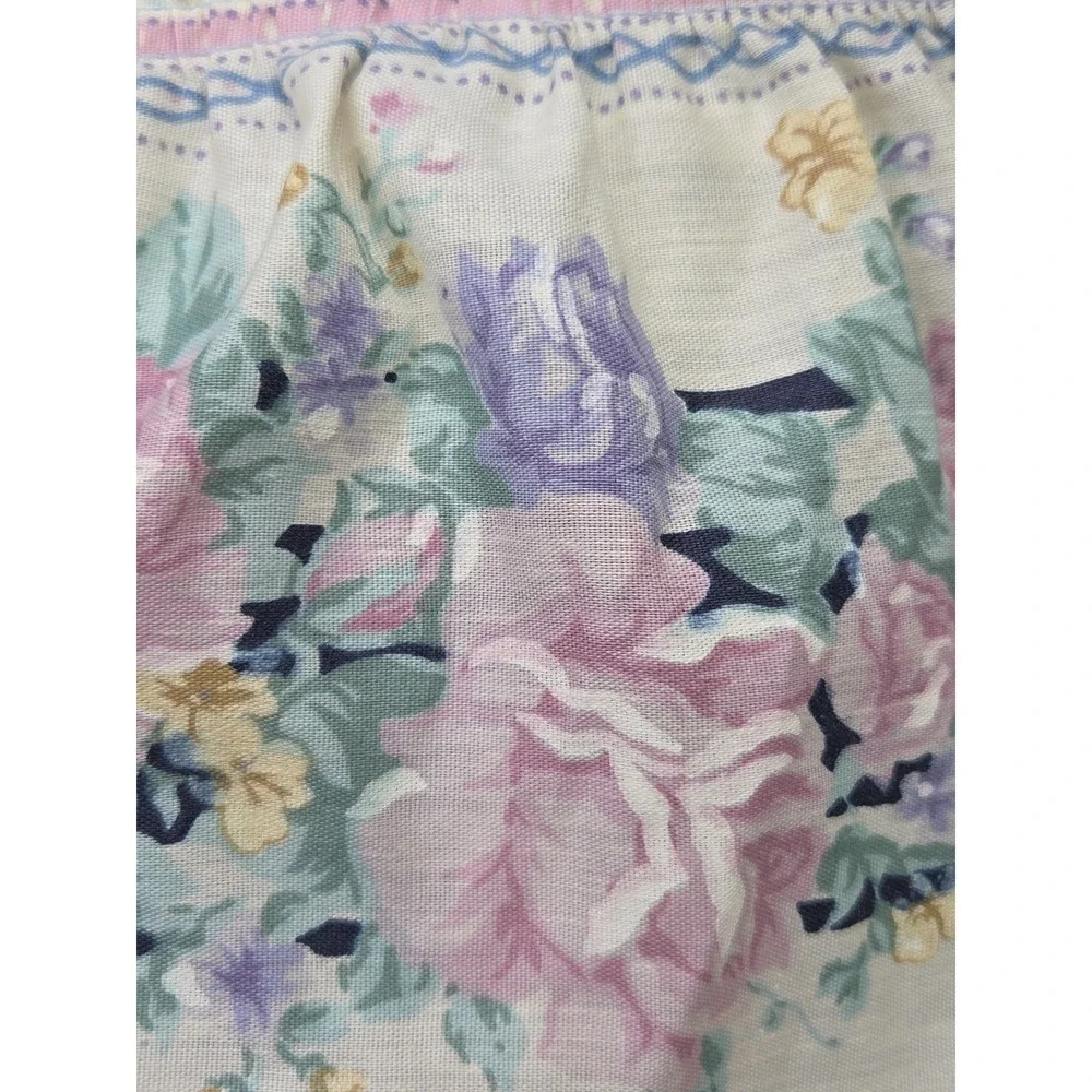 2 Vintage 1980s Floral Curtain Valances Ruffled Country Blue JCP 19x78